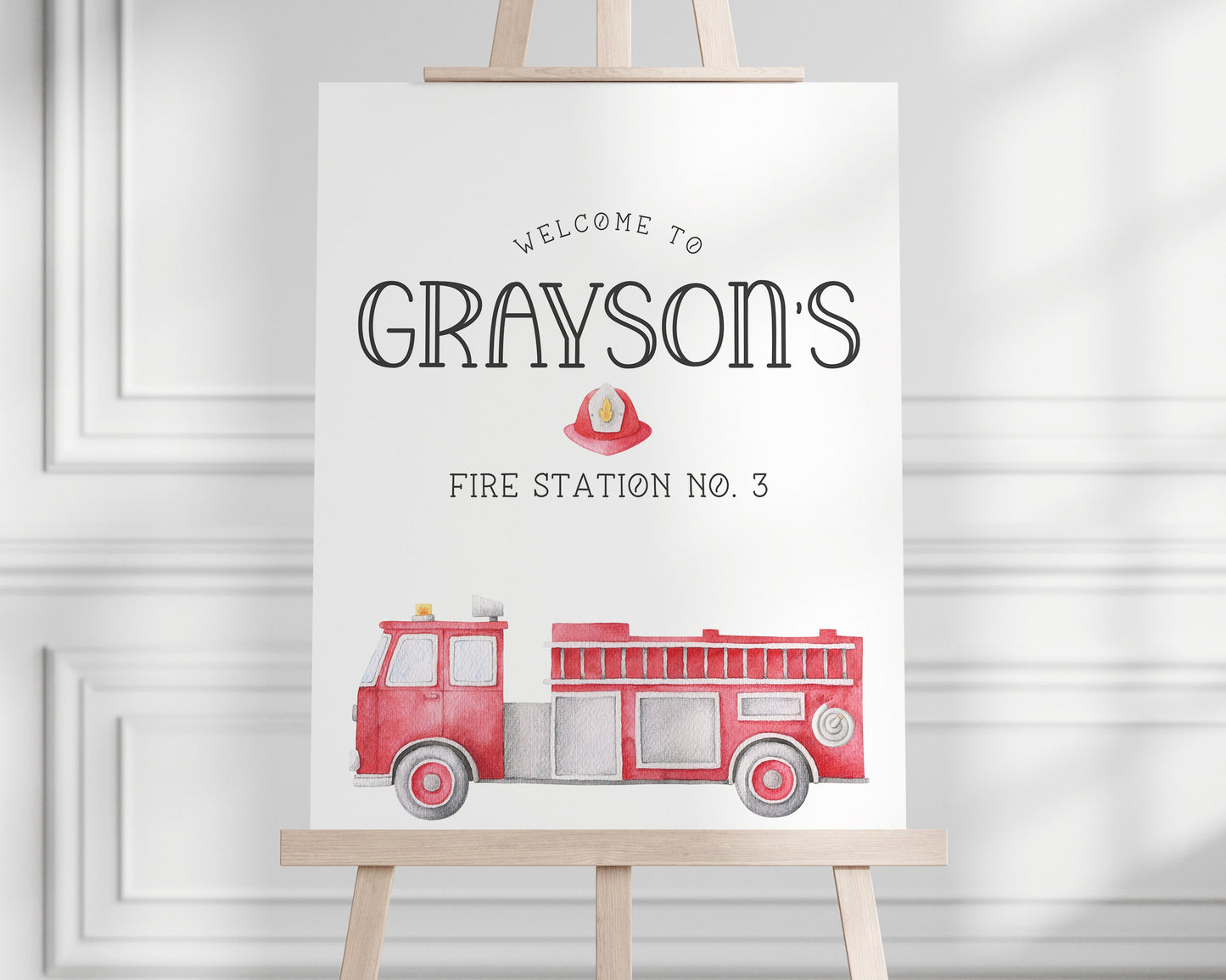 Firetruck Invitation - Firetruck Birthday Invite - Sound the Alarm - Fireman - Fire Engine Party - Watercolor - Invite - EDITABLE - DIY
