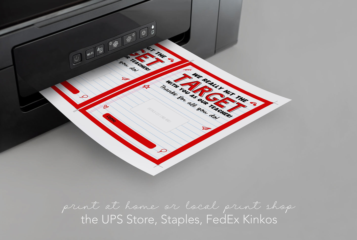 Teacher Target Gift Card Holder - Teacher Appreciation - Teacher Thank You - Teacher Gift - Hit the Target - Printable - INSTANT DOWNLOAD