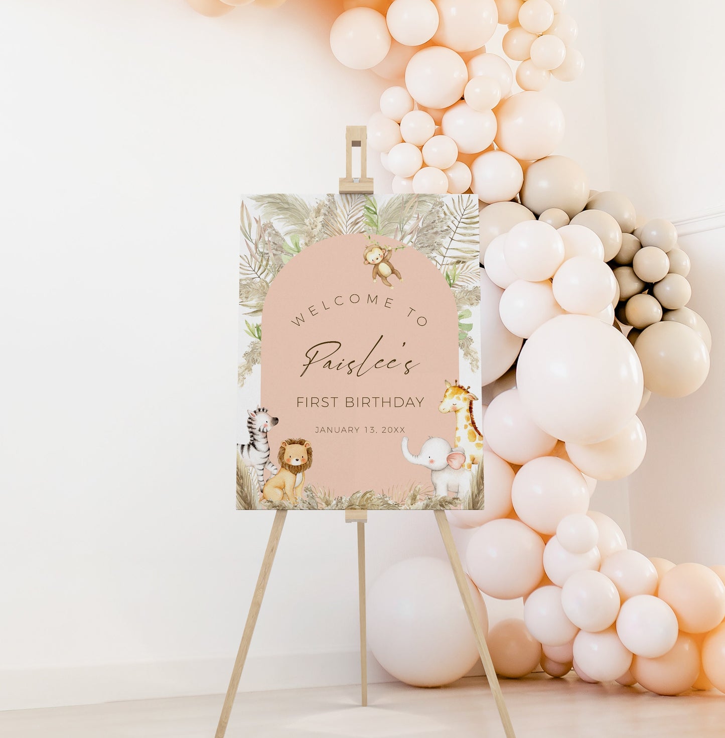 Safari Boho Party Signs - Wild Animal Adoption Center - Peach Blush - Girl Jungle Party Decor - Printable Digital Files - INSTANT DOWNLOAD