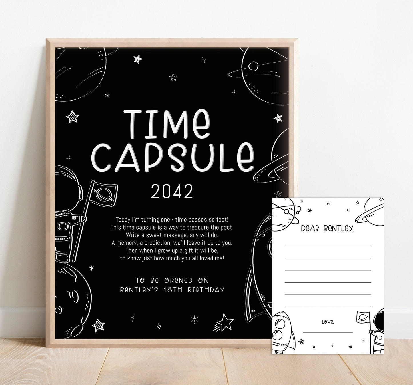 Two the Moon Backdrop - Black and White Galaxy - Outer Space Second Birthday Party Poster - Printable Editable File - YOU EDIT + PRINT