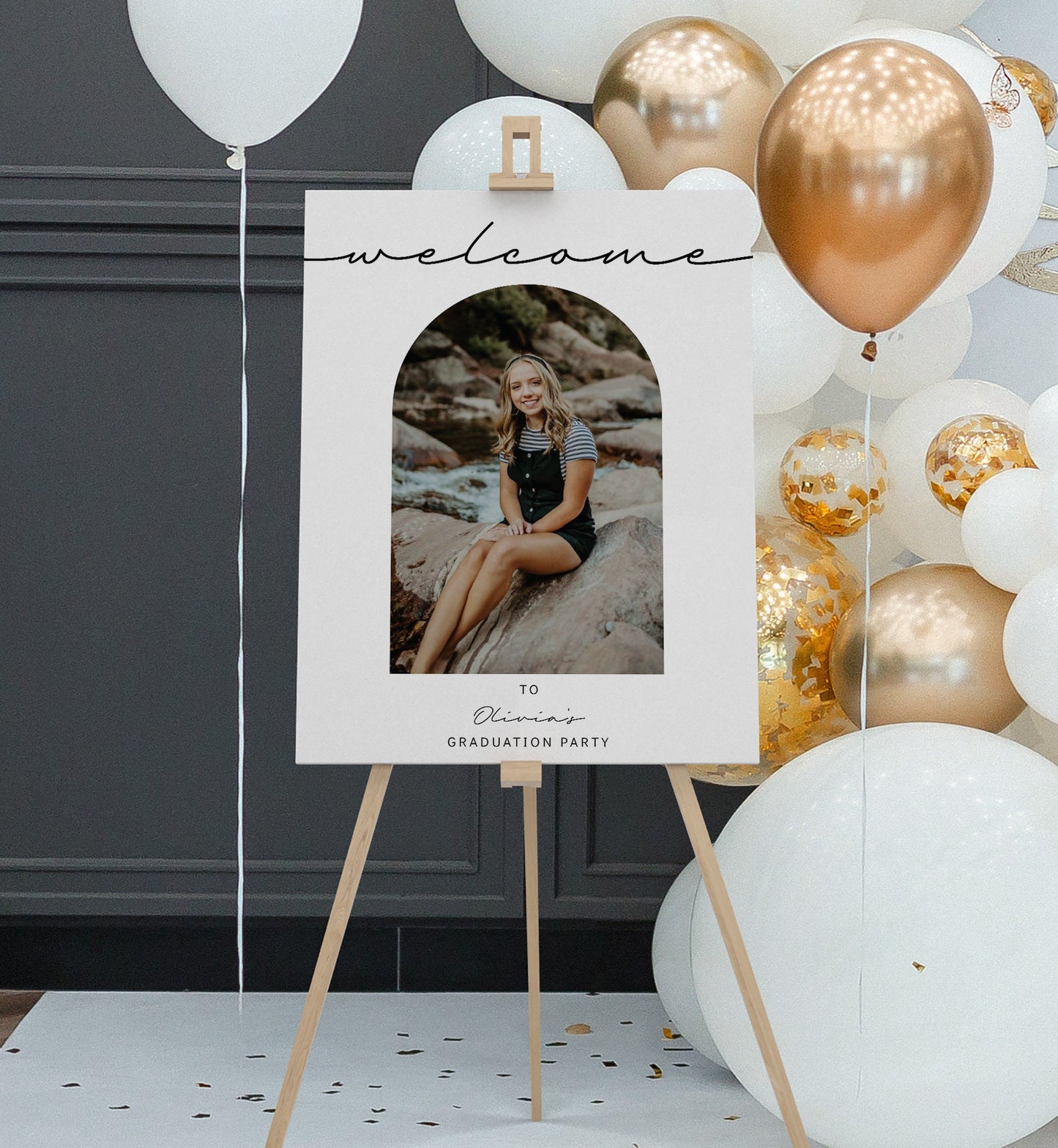 Graduation Photo Template, Photo Collage Sign, 16 School Picture Banner, Photo Board, Preschool, Pre K, Grad Party Decor, EDITABLE