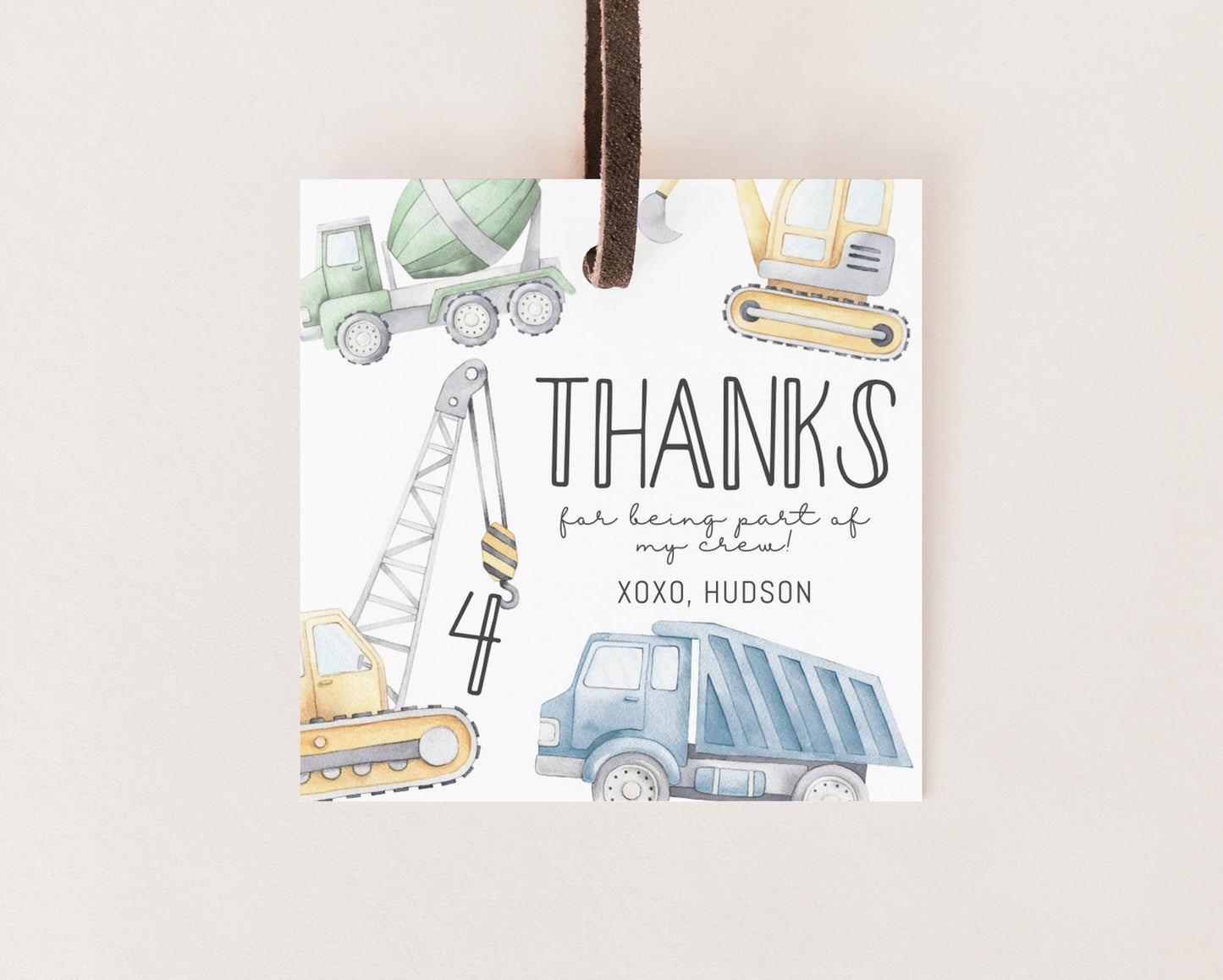 Construction Party Sign - Editable Construction Truck Birthday Sign - Muted Blue, Green Construction Party Sign - 8x10 - Decoration - DIY