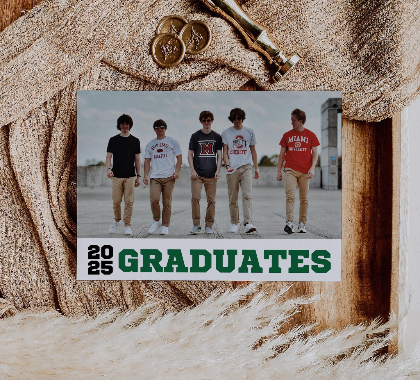 Joint Graduation Party Invitation for 3, 4 or 5 Person - Joint Grad Party Invite for Guys, Friends, Editable CANVA Template, Masculine