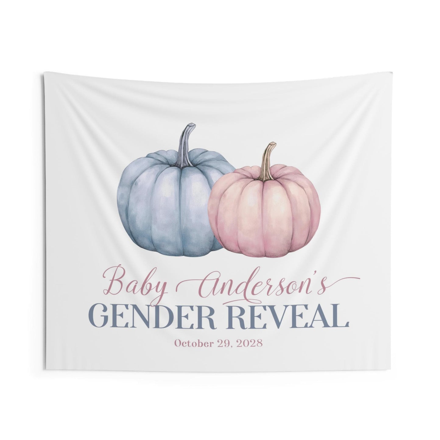 Pumpkin Gender Reveal Backdrop, Fall Autumn Baby Shower Photo Booth Decor, Pink Blue Little Pumpkin Banner - FREE US SHIPPING