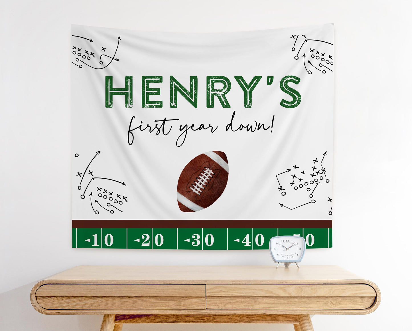 Football Party Seating Chart - First Year Down Birthday Party - Table Seating Chart Arrangement - EDITABLE Template - Printable