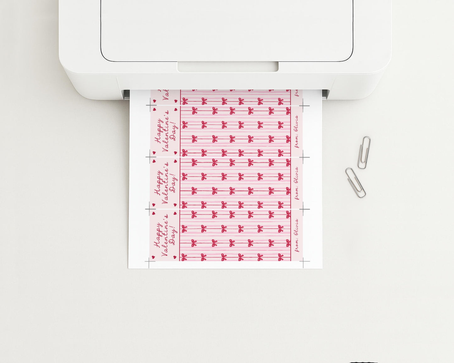 Bow Valentine Bookmark Printable, Coquette Classroom Valentines, Pink Bow Valentine Card, Editable Valentine Exchange for Girls