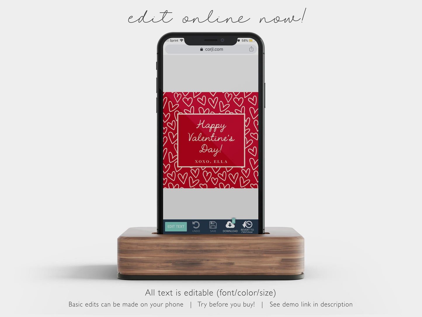 Valentine Card Tag Editable Template | Personalized Red Hearts Valentine Gift Printable