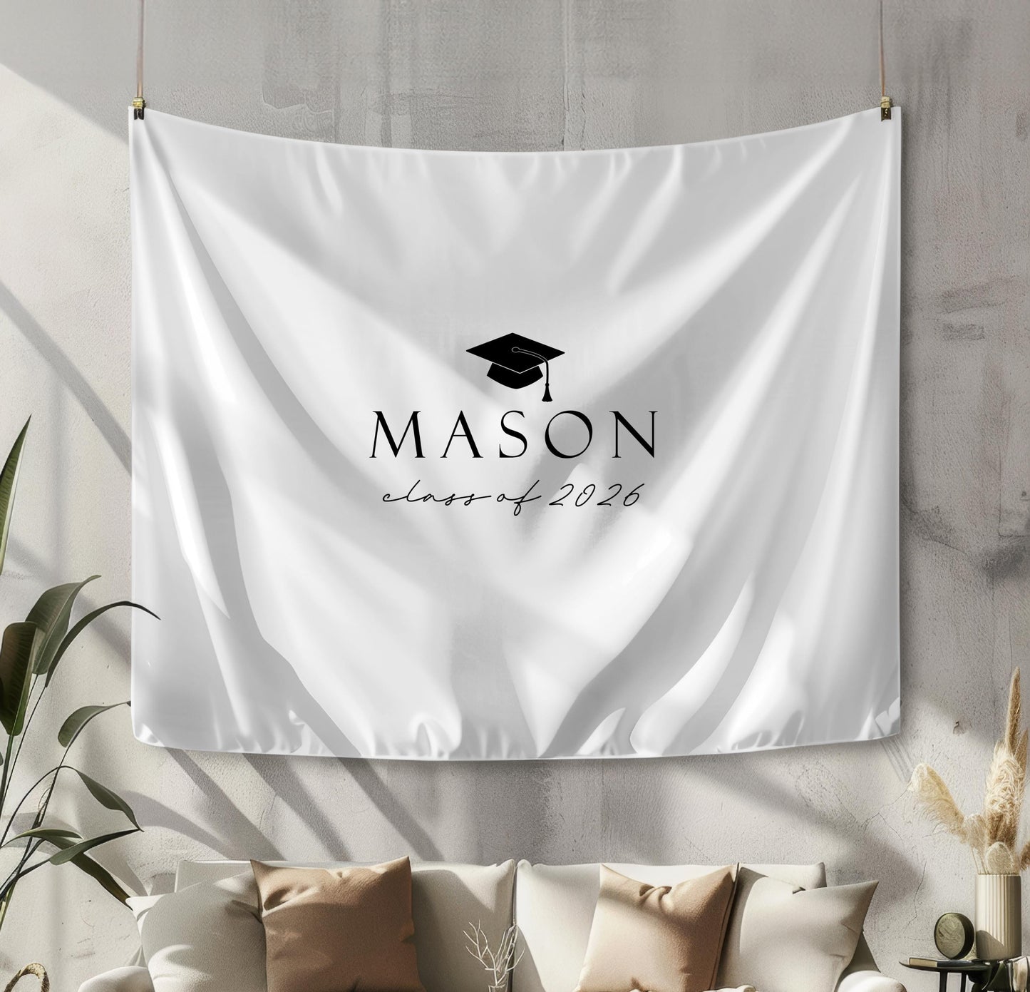 Personalized Graduation Party Backdrop | Minimalist Banner | Grad Party Sign Decor