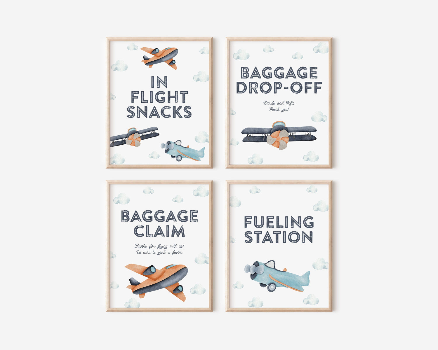 In Flight Entertainment - Airplane Party Sign - Vintage Planes - Time Flies Birthday - 8x10 Printable Digital File - INSTANT DOWNLOAD