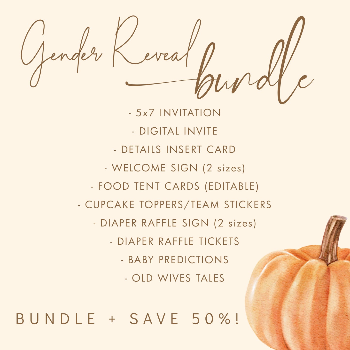 Pumpkin Theme Gender Reveal BUNDLE