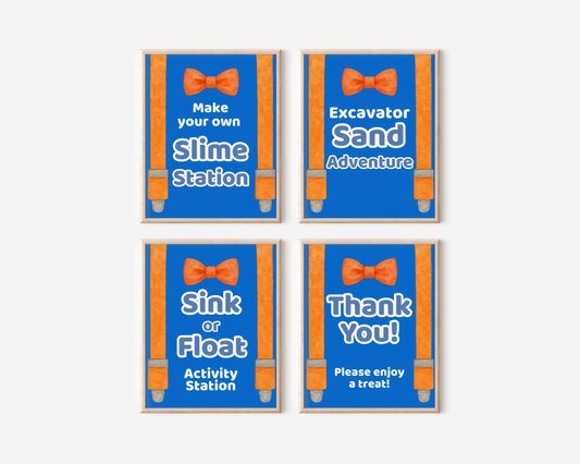 Blippi Inspired Party Sign Set - Instant Download