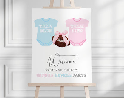 Bow and Football Gender Reveal Welcome Sign