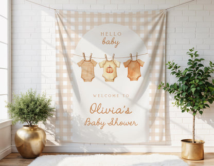 Fall Baby Shower Gingham Arch Backdrop