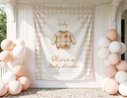 Baby Shower Gingham Backdrop Sweater