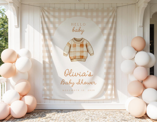 Baby Shower Gingham Backdrop Sweater