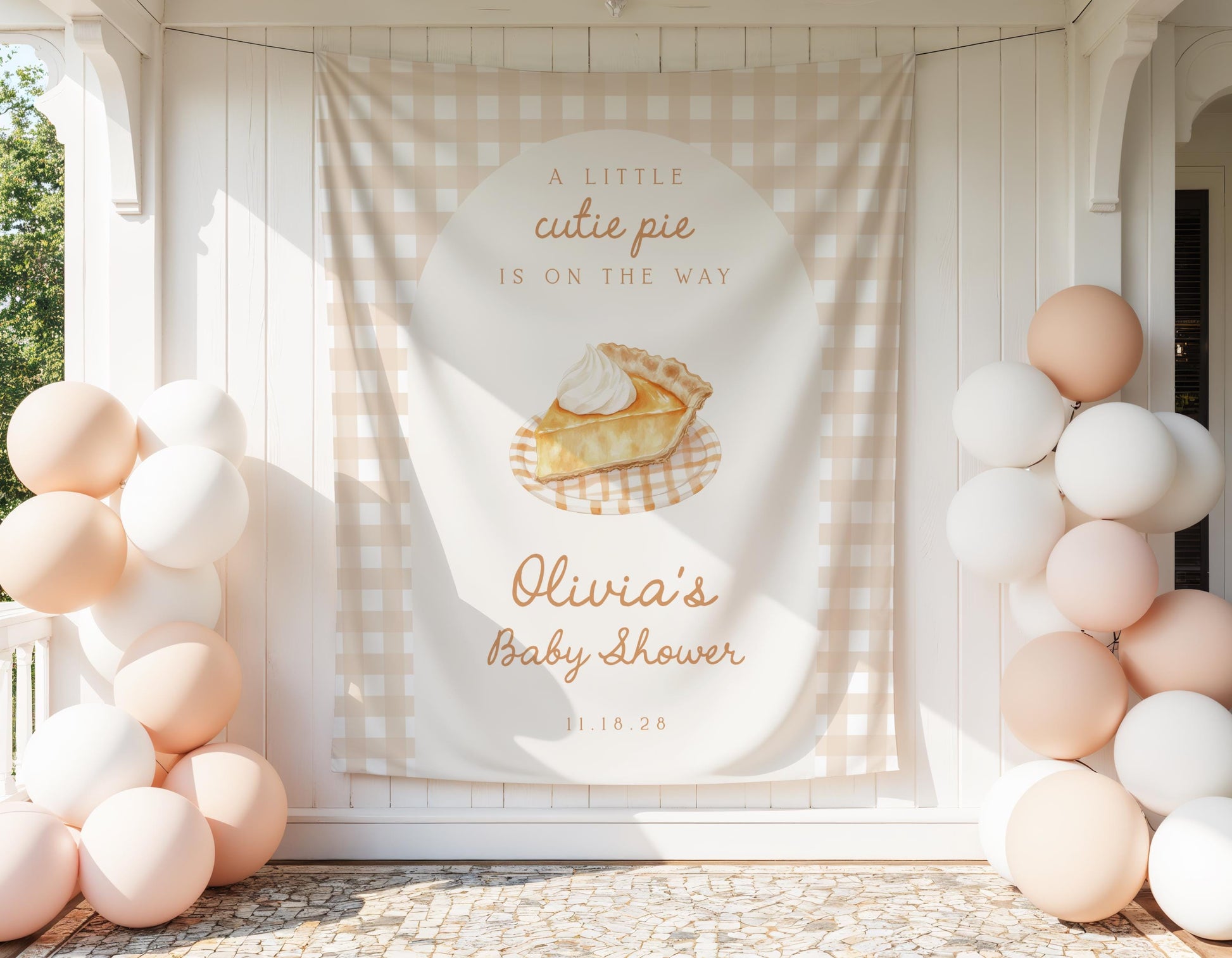 Gingham Fall Cutie Pie Baby Shower Backdrop