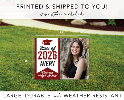Maroon Graduation Yard Sign