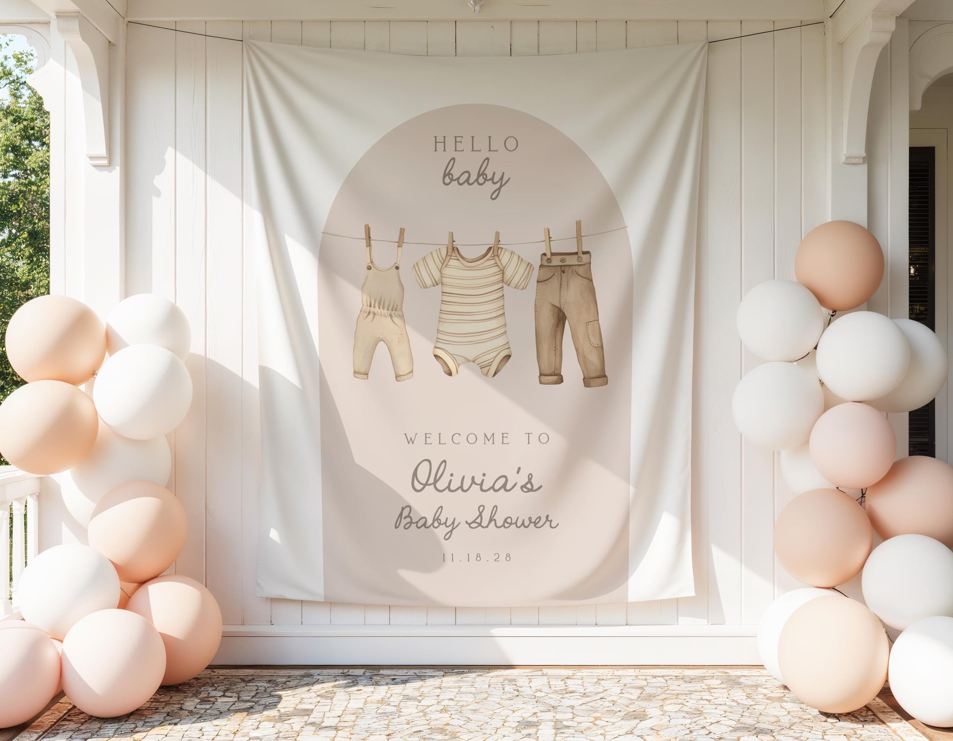 Neutral Baby Shower Arch Backdrod