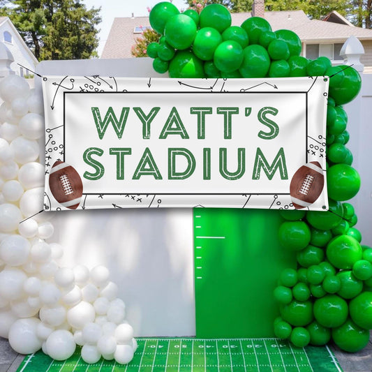 Football Banner Backdrop, Personalized Stadium Name Vinyl Banner, First Year Down 1st Birthday Sign, Football Party Decor, First Down Banner