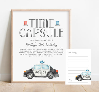 Police Car Time Capsule Party Message