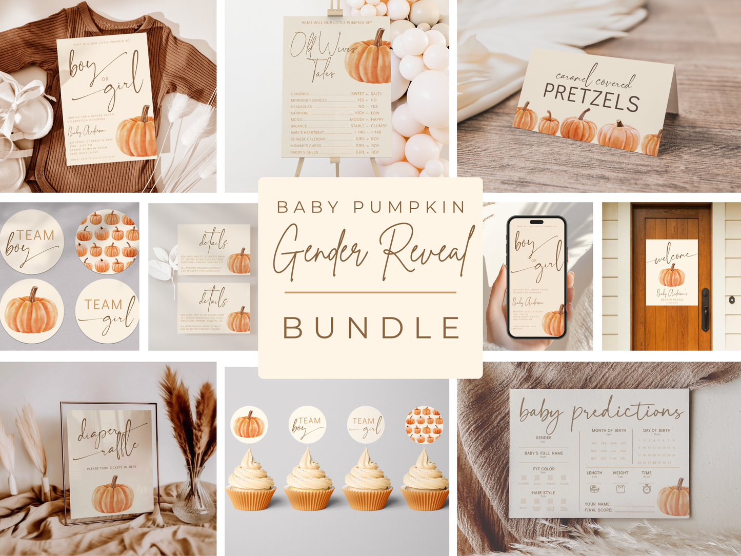 Pumpkin Theme Gender Reveal BUNDLE