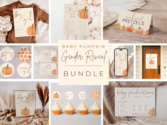 Pumpkin Theme Gender Reveal BUNDLE