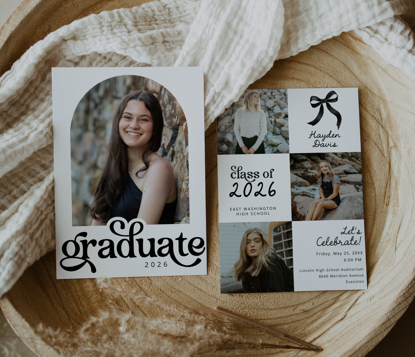 Black Bow Graduation Invitation