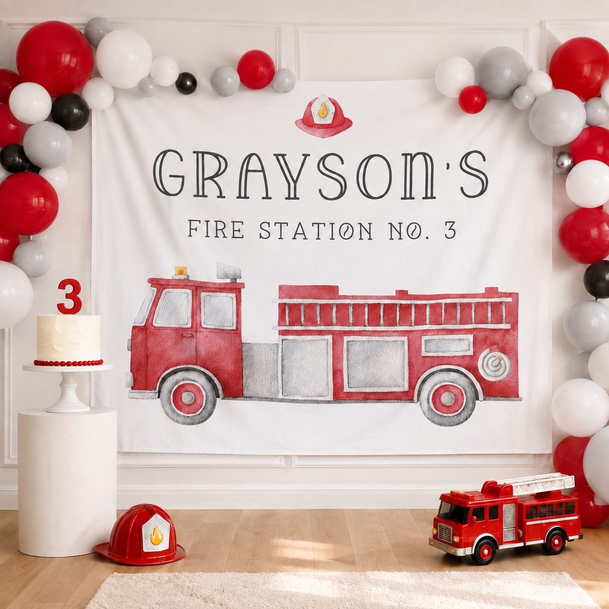 Firetruck Party Backdrop