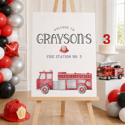 Firetruck Birthday Party Sign