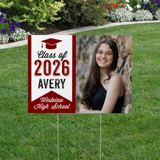Maroon Graduation Yard Sign