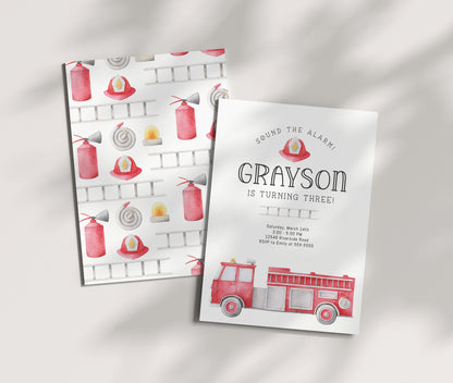 Firetruck Stats Board - First Birthday Milestone Poster - Firefighter - Fire Engine Birthday Party - 3 sizes - EDITABLE - DIY
