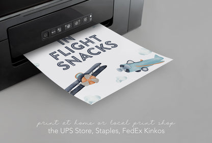 Vintage Airplane Party Signs, Baggage Claim, In Flight Snacks, Passport, Plane Party Decor - Printable Digital Files, INSTANT DOWNLOAD