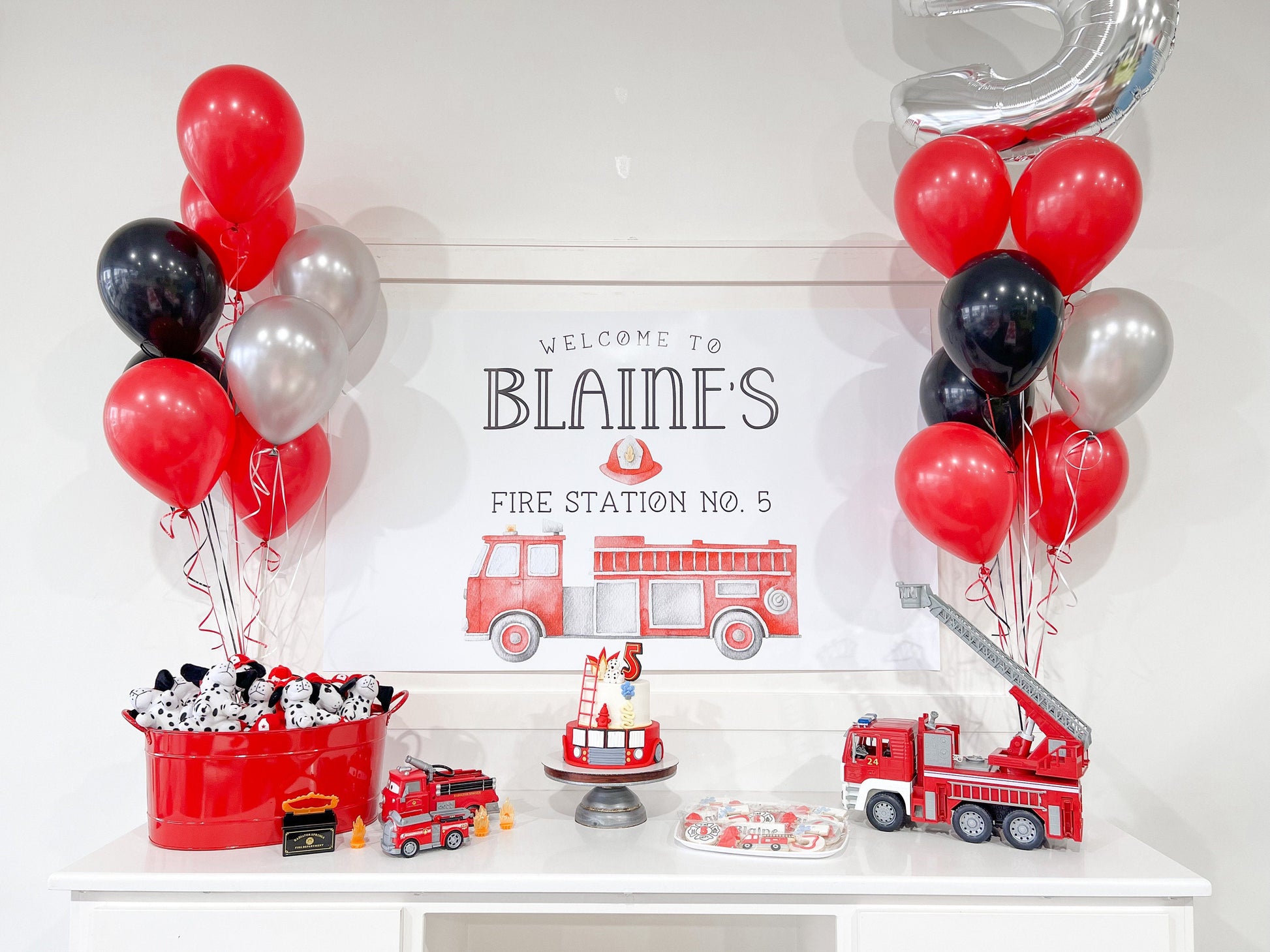 Firetruck Stats Board - First Birthday Milestone Poster - Firefighter - Fire Engine Birthday Party - 3 sizes - EDITABLE - DIY