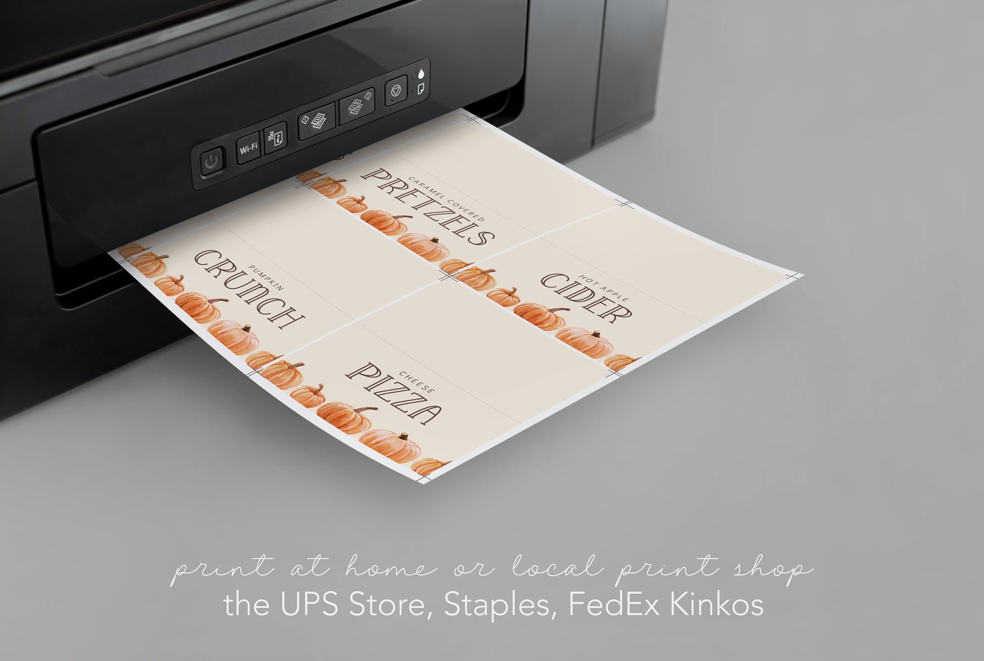 Editable Pumpkin Food Tent Cards | Fall Fest Place Cards | Printable Autumn Pumpkin Party Labels