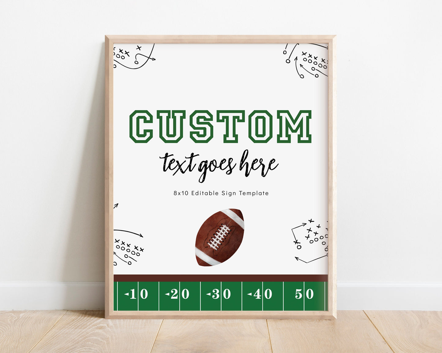 Football High Chair Banner - First Year Down 1st Birthday Party Decoration - ONE Highchair Bunting - INSTANT DOWNLOAD