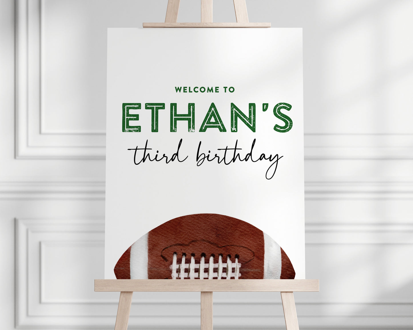 Football High Chair Banner - First Year Down 1st Birthday Party Decoration - ONE Highchair Bunting - INSTANT DOWNLOAD