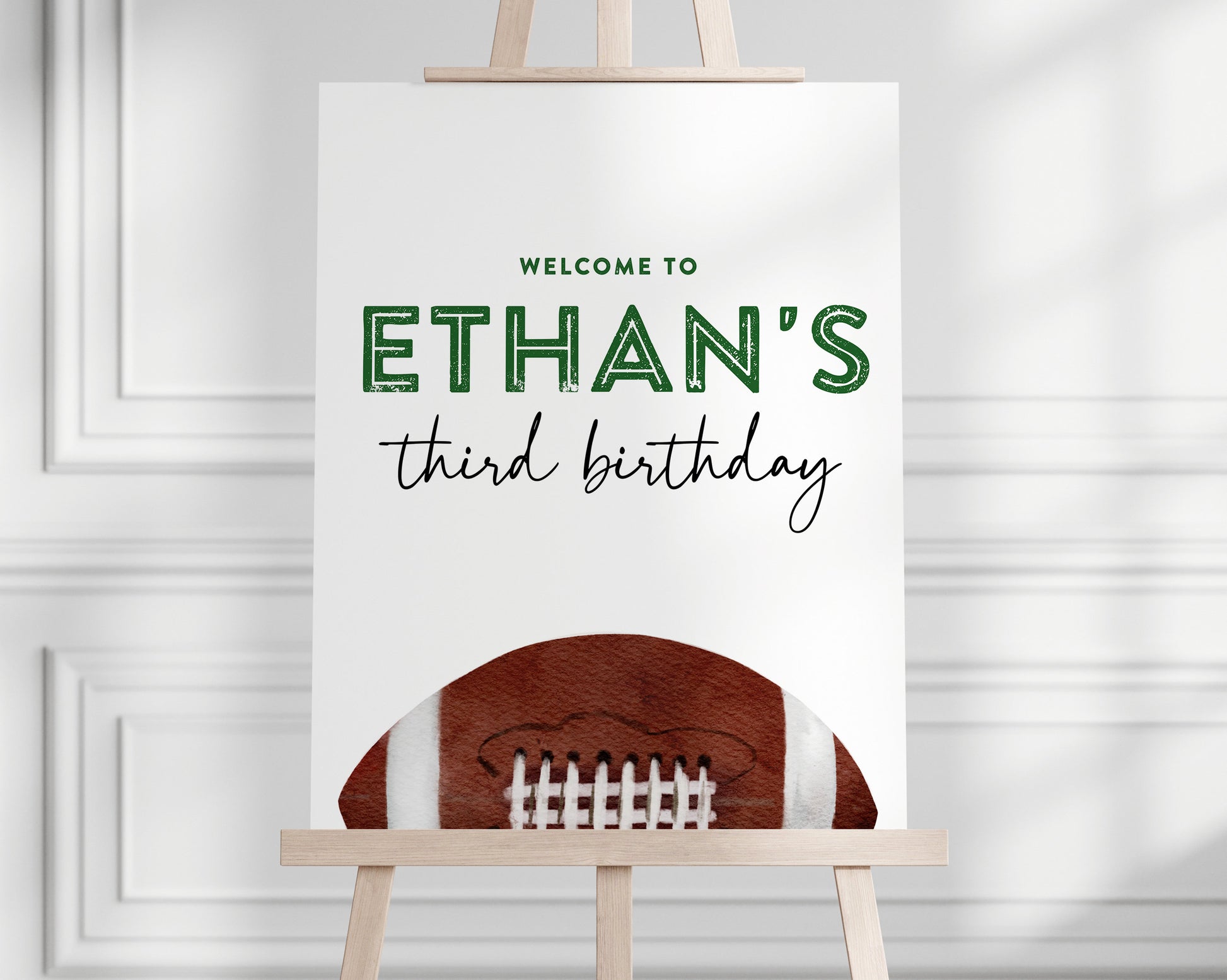 Football High Chair Banner - First Year Down 1st Birthday Party Decoration - ONE Highchair Bunting - INSTANT DOWNLOAD