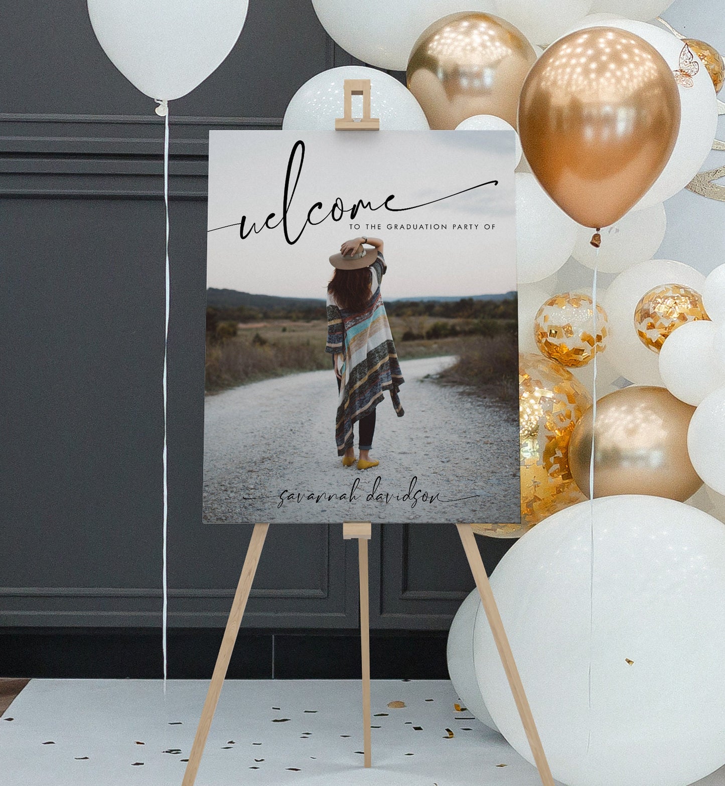 Birthday Party Welcome Sign, Grad Party Sign, Retirement Welcome Sign, Wedding Entrance Sign, Anniversary Welcome Sign, EDITABLE Template