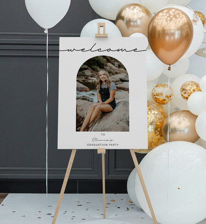 Graduation Photo Template, Photo Collage Sign, 16 School Picture Banner, Photo Board, Preschool, Pre K, Grad Party Decor, EDITABLE