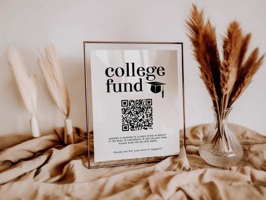 graduation party college fund qr code sign