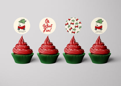 Oh What Fun Christmas Birthday Invitation | Holiday 1st Birthday Party Invite | Editable Red Toy Car with Christmas Tree Birthday Printable