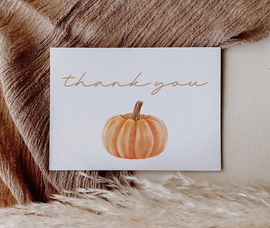 Pumpkin Thank You Card - Our Little Pumpkin, Editable Fall Thank You Notecard 4x6 - DIY - EDIT YOURSELF