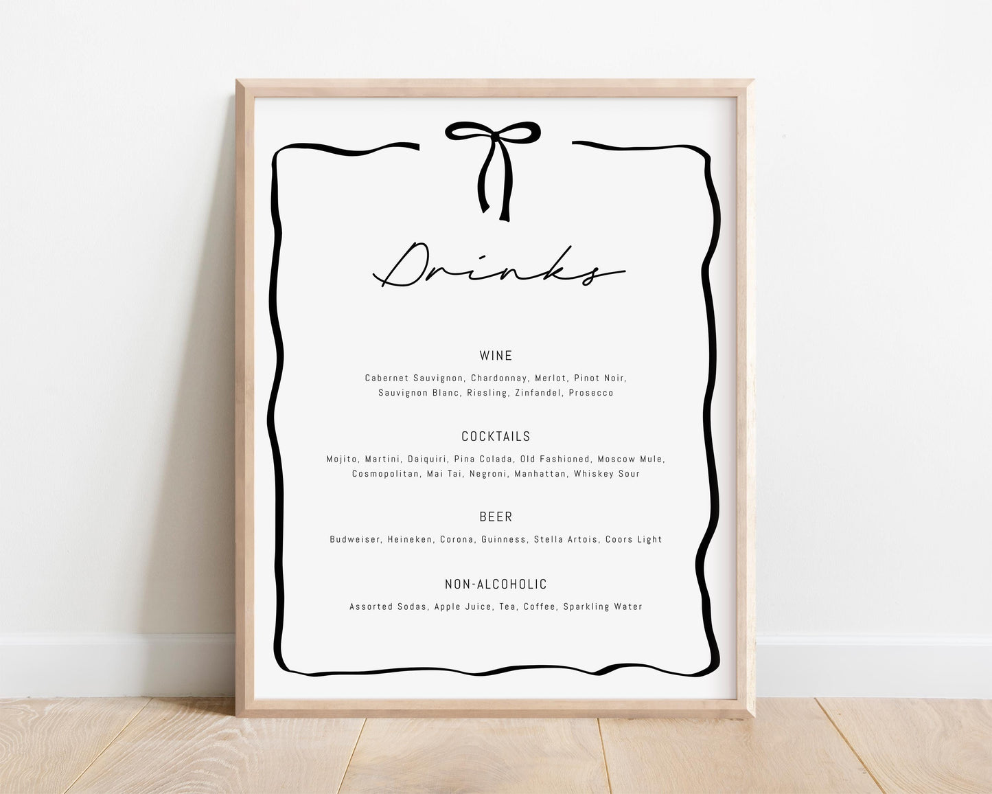 Red Bow Menu - 2 Food and Bar Drink Menu Templates, Christmas Party Menu - Coquette Bow Sign - EDITABLE Templates