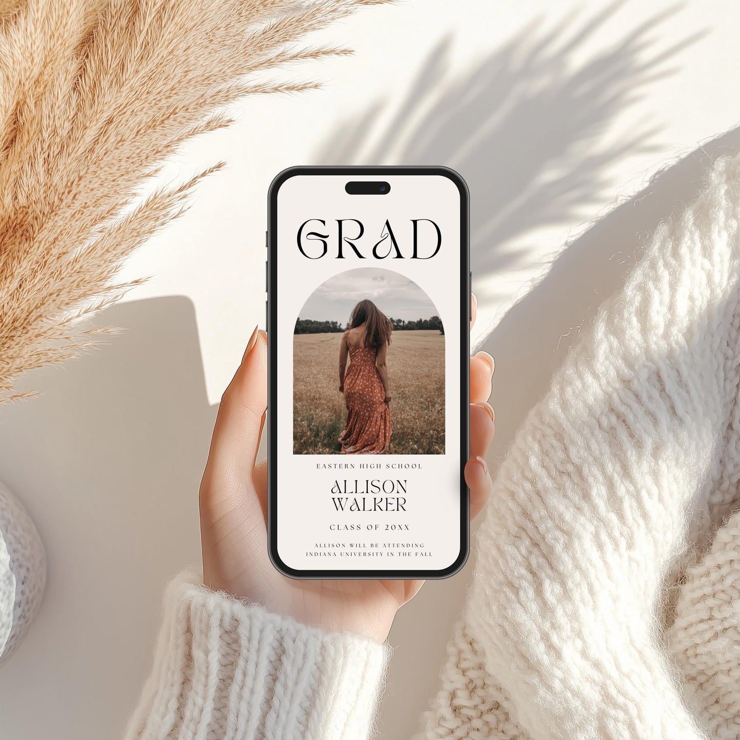 Graduation Invitation, Canva Template, Editable Grad Invite, Printable Senior Announcement Card with Photo, Grad Evite, Modern Minimalist