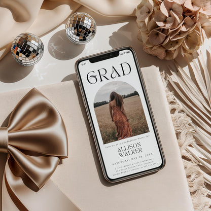 Graduation Invitation, Canva Template, Editable Grad Invite, Printable Senior Announcement Card with Photo, Grad Evite, Modern Minimalist