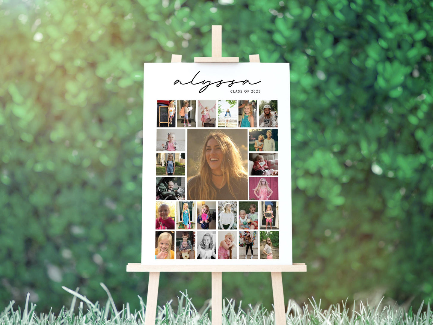 Graduation Photo Display, Photo Collage Sign, Picture Memory Board, Senior Night Photo Board, Grad Party Decor, Editable CANVA Template