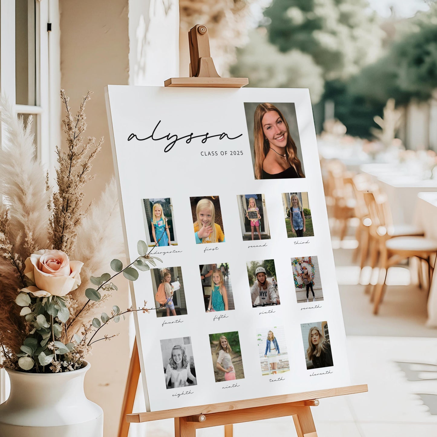 Graduation Photo Display, Photo Collage Sign, Picture Memory Board, Senior Night Photo Board, Grad Party Decor, Editable CANVA Template