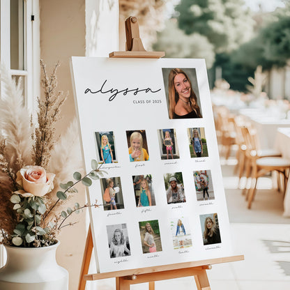 Graduation Photo Display, Photo Collage Sign, Picture Memory Board, Senior Night Photo Board, Grad Party Decor, Editable CANVA Template