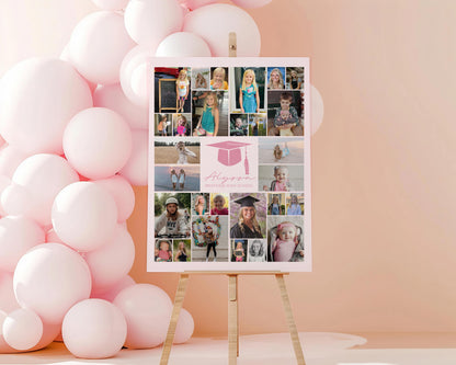 Graduation Photo Display, Photo Collage Sign, Picture Memory Board, Senior Night Photo Board, Grad Party Decor, Editable CANVA Template