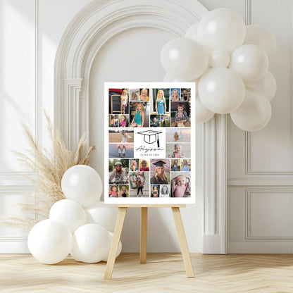 Graduation Photo Display, Photo Collage Sign, Picture Memory Board, Senior Night Photo Board, Grad Party Decor, Editable CANVA Template